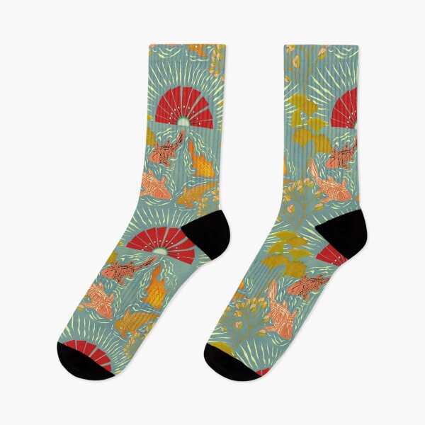 Item preview, Midnight Garden with Koi and Ginkgo Leaves designed and sold by phatlizzardart.