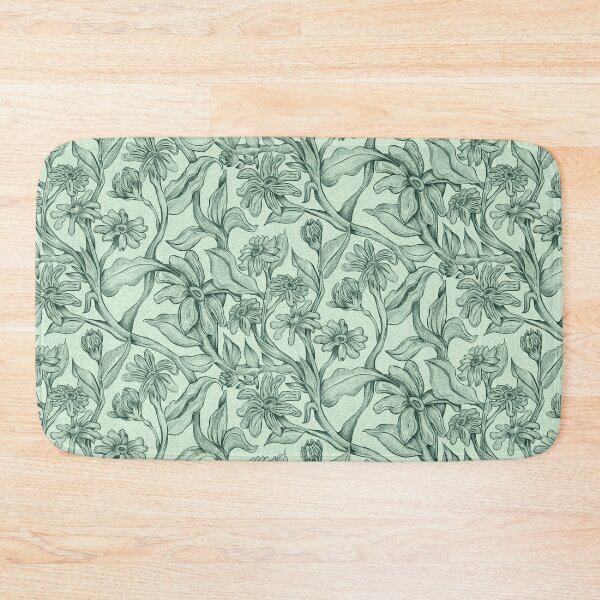 Item preview, Vintage Sage Green Botanical Wildflowers Line Art Pattern designed and sold by Daniela Vargas Ilustra.