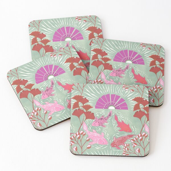 Item preview, Midnight Garden with Koi and Ginkgo Leaves designed and sold by phatlizzardart.