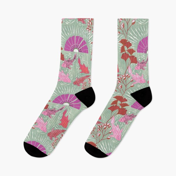 Item preview, Midnight Garden with Koi and Ginkgo Leaves designed and sold by phatlizzardart.