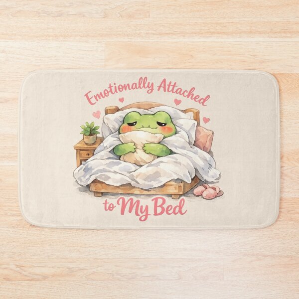 Item preview, Cute Frog Emotionally Attached to My Bed Watercolor Aesthetic Design designed and sold by StickyDelights.