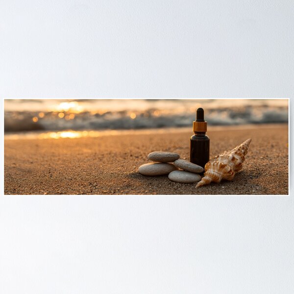 Item preview, Amber Dropper Bottle And Seashell On Beach designed and sold by chase-thewave.
