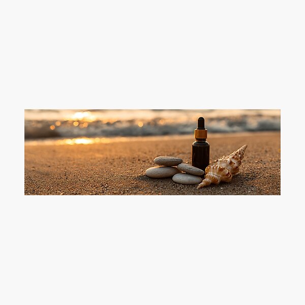 Item preview, Amber Dropper Bottle And Seashell On Beach designed and sold by chase-thewave.