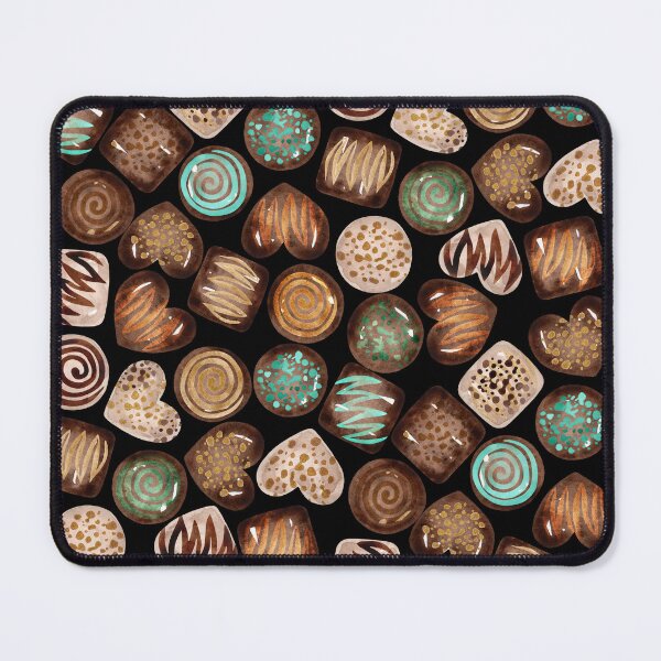 Item preview, Chocolates in Watercolor Pattern (Dark Background) designed and sold by andrebalest.art.