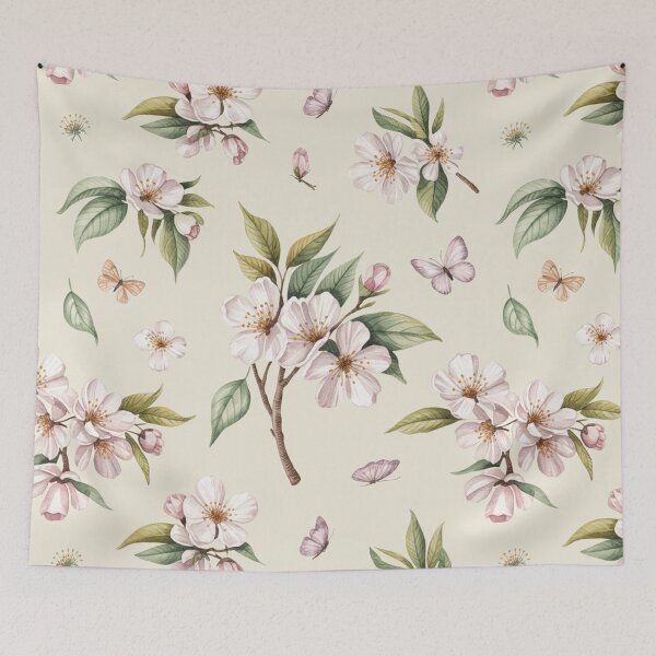 Item preview, Delicate Cherry Blossom Butterfly Spring Floral Seamless Pattern designed and sold by Midnight Veil Designs.