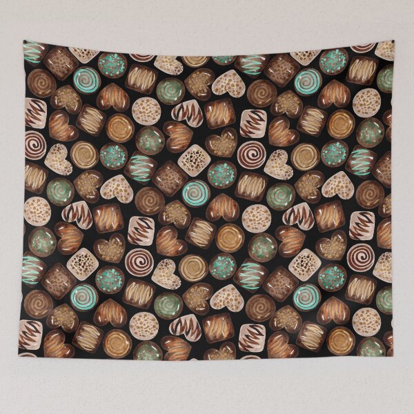 Item preview, Chocolates in Watercolor Pattern (Dark Background) designed and sold by andrebalest.art.