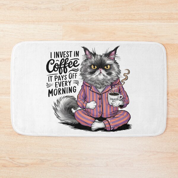 Item preview, I Invest in Coffee It Pays Off Every Morning – Funny Coffee Investor Cat designed and sold by CyfroweMysli.