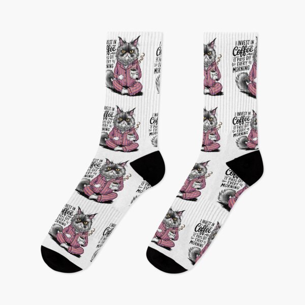 Item preview, I Invest in Coffee It Pays Off Every Morning – Funny Coffee Investor Cat designed and sold by CyfroweMysli.