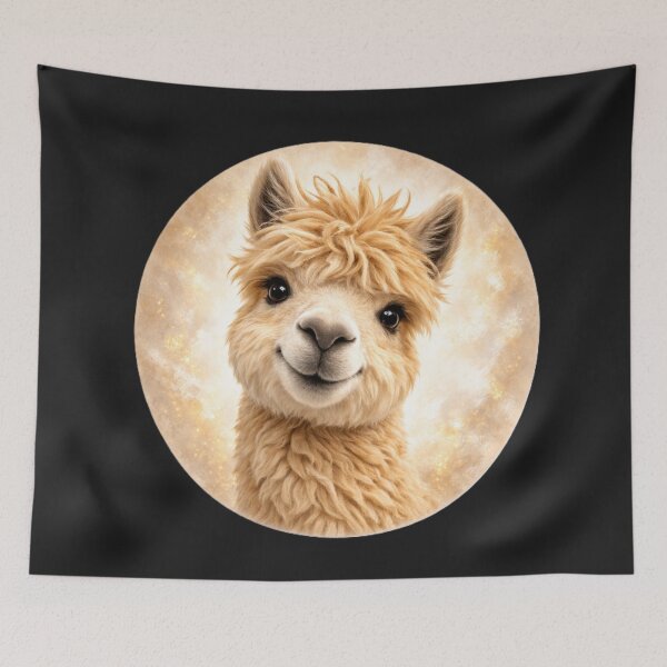 Item preview, Alpaca Personality Portrait – Soft Cream Circle Farm Animal Art designed and sold by TheJoyfulPen.