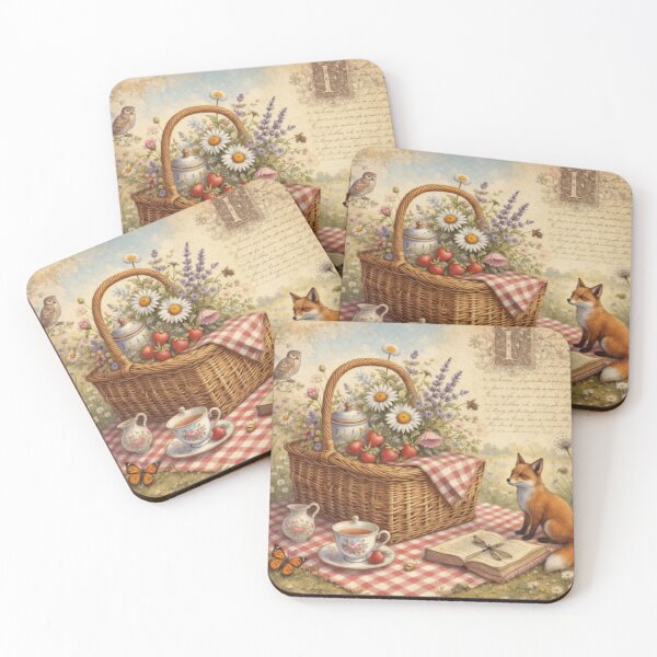 Item preview, Picnic Poetry Fox – Storybook Tea Victorian Cottagecore Art designed and sold by ArtFreshStudio.