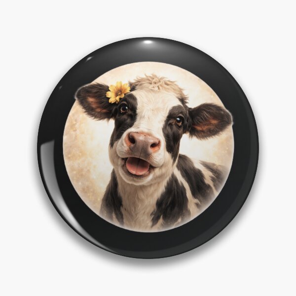 Item preview, Cow Personality Portrait – Soft Cream Circle Farm Animal Art designed and sold by TheJoyfulPen.