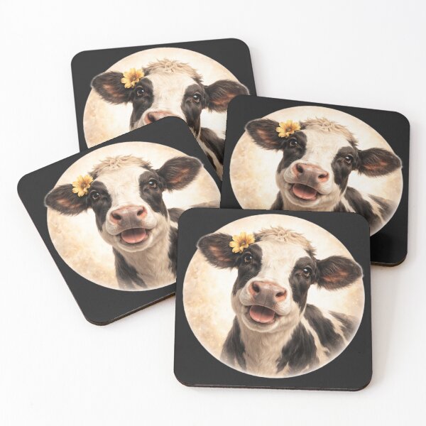Item preview, Cow Personality Portrait – Soft Cream Circle Farm Animal Art designed and sold by TheJoyfulPen.