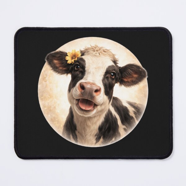 Item preview, Cow Personality Portrait – Soft Cream Circle Farm Animal Art designed and sold by TheJoyfulPen.