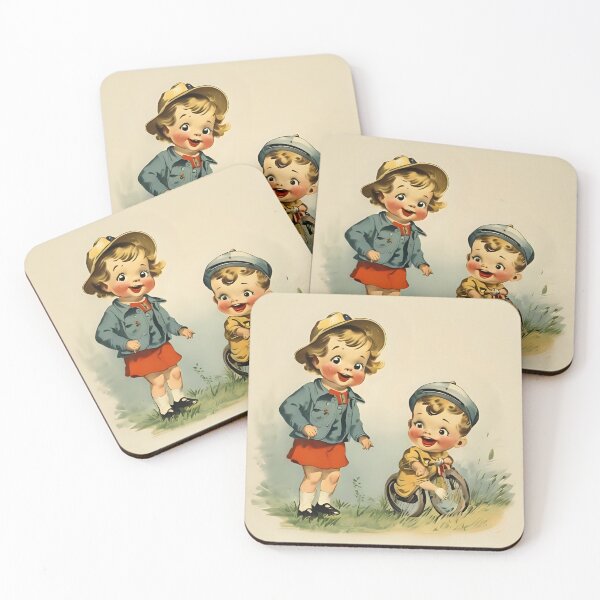Item preview, Whimsical Retro Kids Bond with Siblings designed and sold by All About DigiCraft by Fedelina.