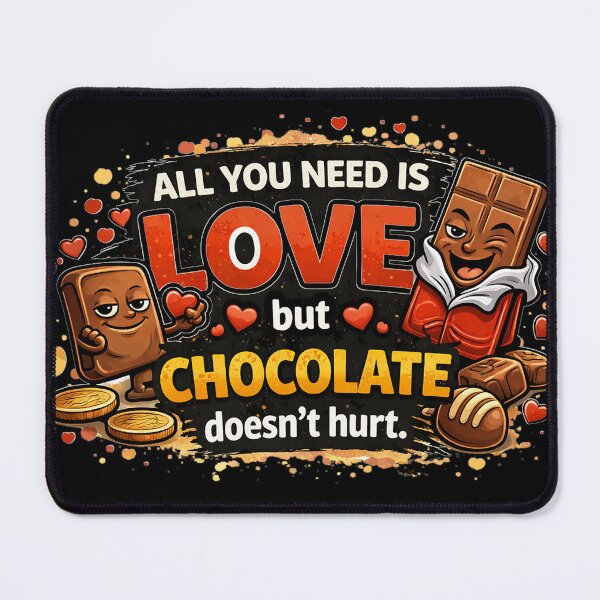 Item preview, All You Need Is Love but Chocolate Doesn’t Hurt – Funny Chocolate Lover Design designed and sold by The Bearded Embroiderer.