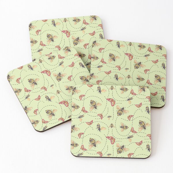 Item preview, Bees and Butterflies On Pale Green  designed and sold by Jodi Mahaffey.