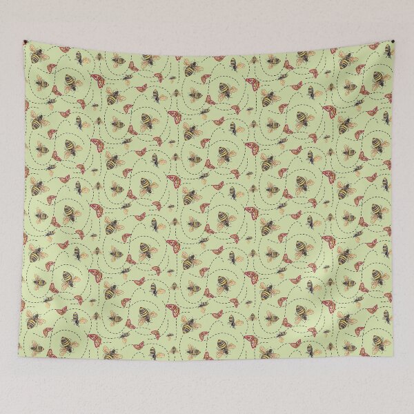 Item preview, Bees and Butterflies On Pale Green  designed and sold by Jodi Mahaffey.