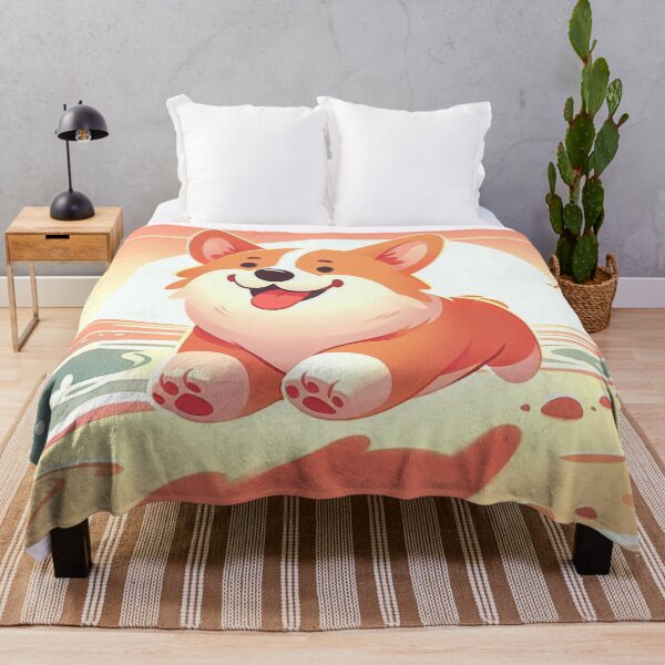 Item preview, minimalist style cute corgi running at beach designed and sold by Dogandesighn.