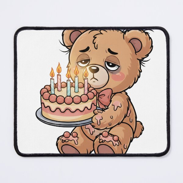 Item preview, depressed birthday bear with cake designed and sold by SeasonUnstable.