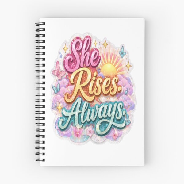 Item preview, She Rises Always – Feminine Empowerment Quote with Sunrise, Butterflies & Glitter Typography designed and sold by ELVIN DESIGNS.