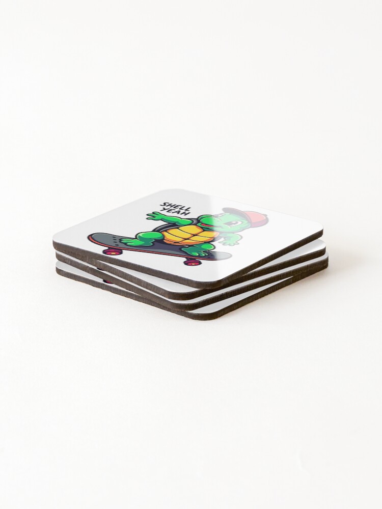 Thumbnail 4 of 5, Coasters (Set of 4), Shell Yeah Turtle designed and sold by BysonDesigns.
