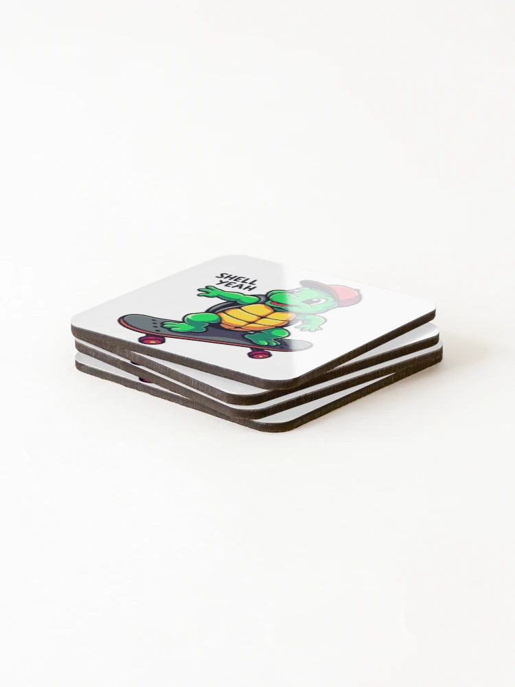 Thumbnail 4 of 5, Coasters (Set of 4), Shell Yeah Turtle designed and sold by BysonDesigns.