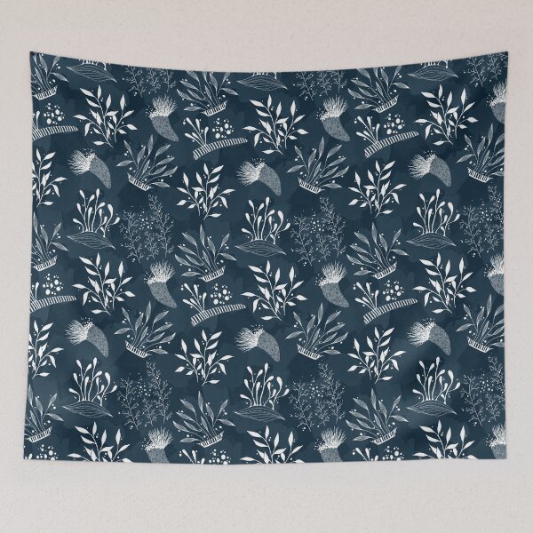 Item preview, Indigo Botanical Linework Pattern – Contemporary Interior Design designed and sold by CMF Designs.