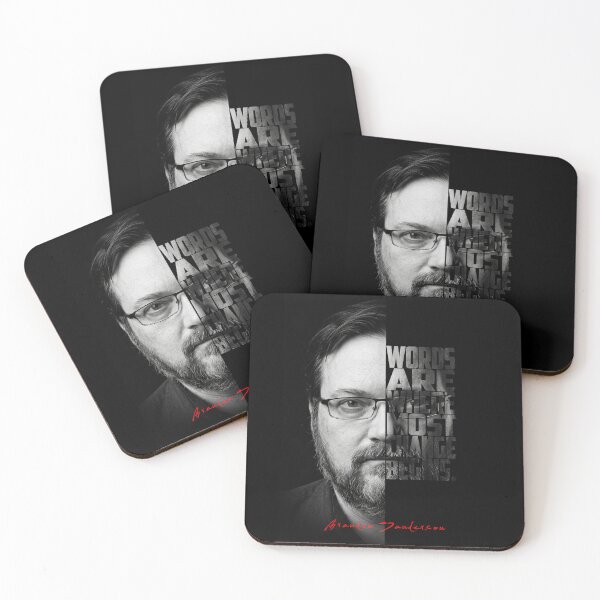 Item preview, Brandon Sanderson Split Face Quote Poster designed and sold by Enea Kelo.