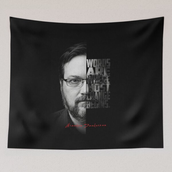 Item preview, Brandon Sanderson Split Face Quote Poster designed and sold by Enea Kelo.