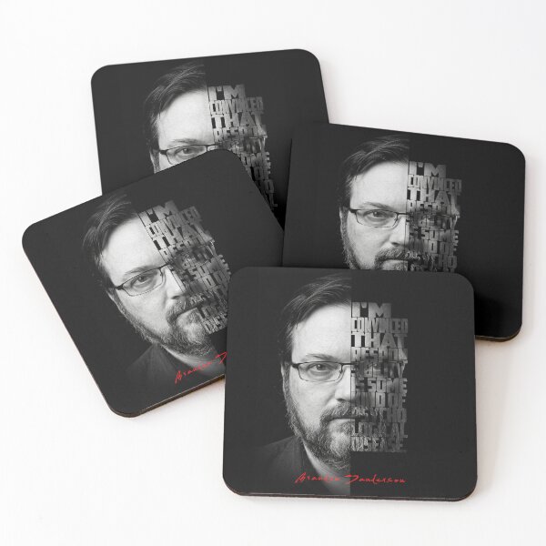 Item preview, Brandon Sanderson Split Face Quote Poster designed and sold by Enea Kelo.