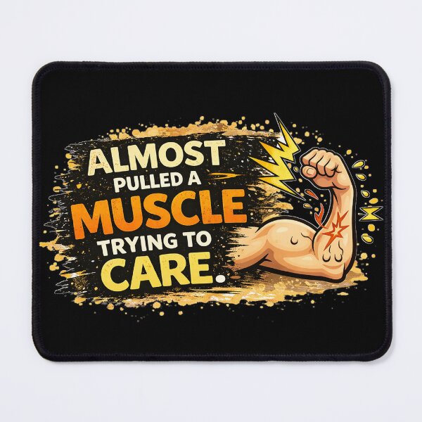 Item preview, Almost Pulled a Muscle Trying to Care – Funny Sarcastic Humor Design designed and sold by The Bearded Embroiderer.