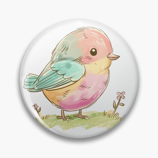 Item preview, Pastel Chubby Bird Watercolor - Cute Kawaii Soft Animal Art Print designed and sold by DesignArtist.ia.