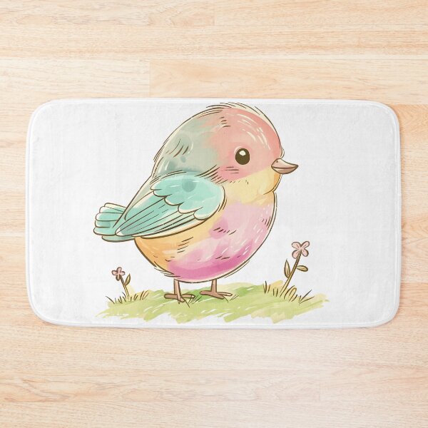 Item preview, Pastel Chubby Bird Watercolor - Cute Kawaii Soft Animal Art Print designed and sold by DesignArtist.ia.