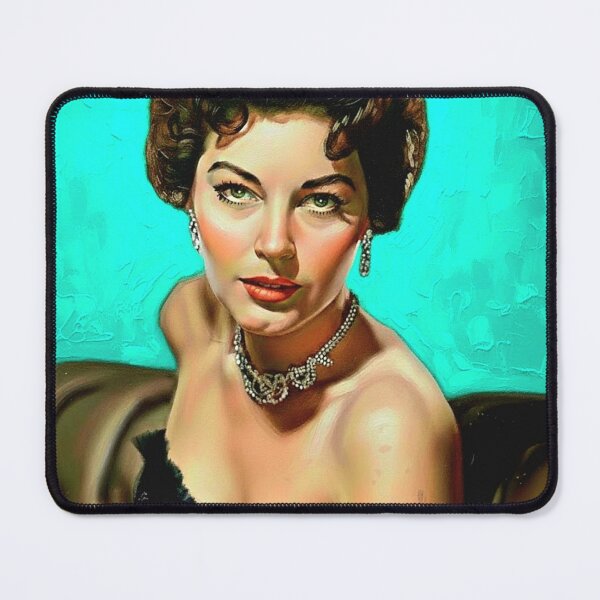 Item preview, The Barefoot Contessa: Ava Gardner Turquoise & Diamond Impasto Portrait designed and sold by Art's Diner.