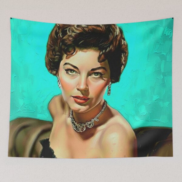 Item preview, The Barefoot Contessa: Ava Gardner Turquoise & Diamond Impasto Portrait designed and sold by Art's Diner.