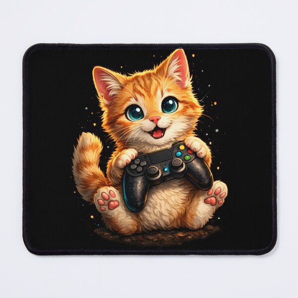 Item preview, Cute Gamer Kitten – Playful Cat with Controller Design designed and sold by darkan1.