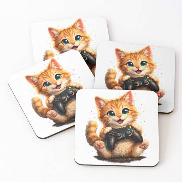 Item preview, Cute Gamer Kitten – Playful Cat with Controller Design designed and sold by darkan1.