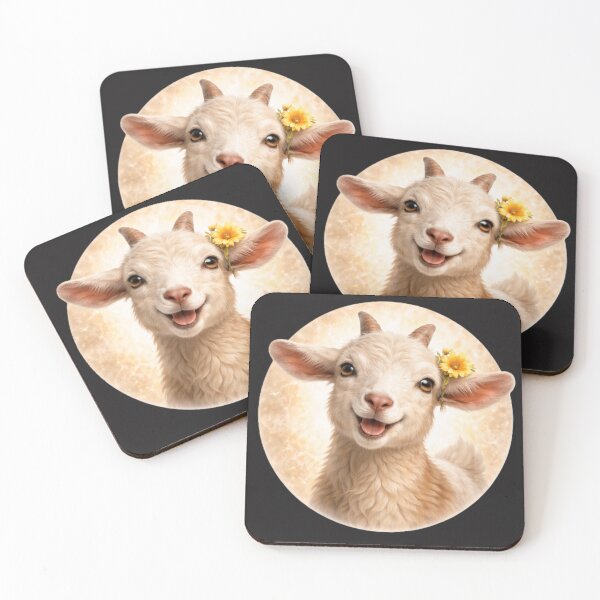 Item preview, Goat Personality Portrait – Soft Cream Circle Farm Animal Art designed and sold by TheJoyfulPen.