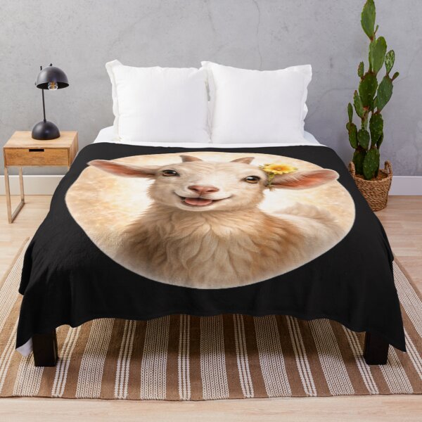 Item preview, Goat Personality Portrait – Soft Cream Circle Farm Animal Art designed and sold by TheJoyfulPen.