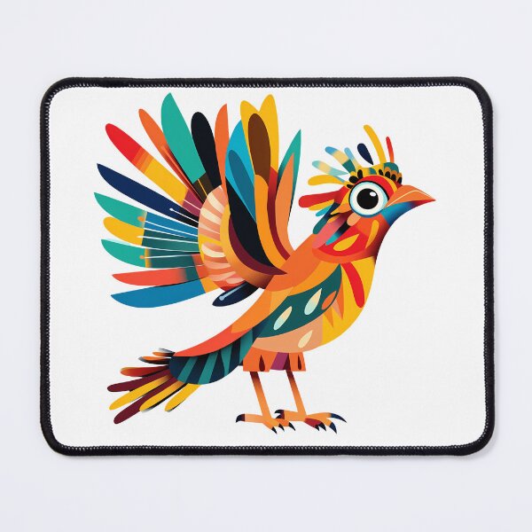 Item preview, Rainbow Phoenix Folk Art Bird - Vibrant Colorful Fantasy Art Print designed and sold by DesignArtist.ia.