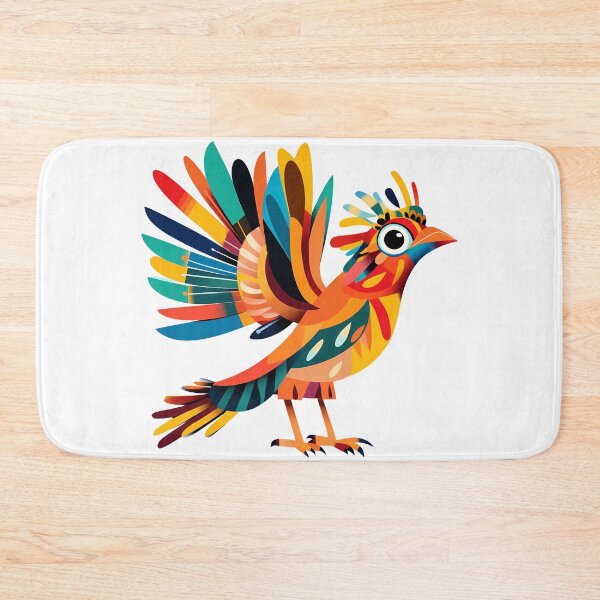 Item preview, Rainbow Phoenix Folk Art Bird - Vibrant Colorful Fantasy Art Print designed and sold by DesignArtist.ia.