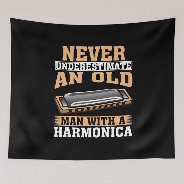 Item preview, Never Underestimate an Old Man with A Harmonica designed and sold by CosmoKitsch.