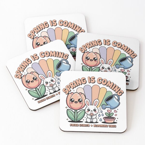 Item preview, Spring Is Coming T-Shirt – Cute Kawaii Bunny & Tulip Pastel Easter Gift for Spring Lovers designed and sold by GemBob Creations.