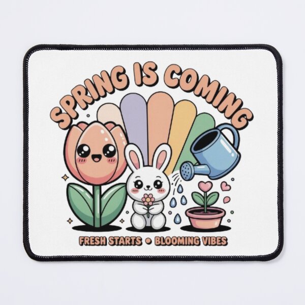 Item preview, Spring Is Coming T-Shirt – Cute Kawaii Bunny & Tulip Pastel Easter Gift for Spring Lovers designed and sold by GemBob Creations.