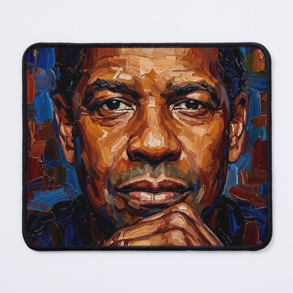 Item preview, The Master of Craft: Denzel Washington Earth-Tone Impasto Portrait designed and sold by Art's Diner.