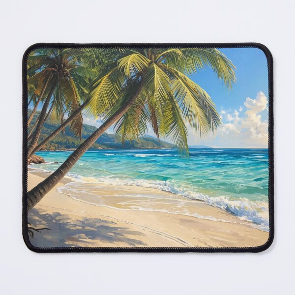 Item preview, Tropical Paradise Beach with Palm Trees - Sun-Drenched Island View designed and sold by Specialdesign10.