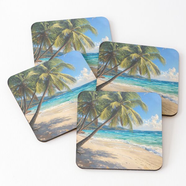 Item preview, Tropical Paradise Beach with Palm Trees - Sun-Drenched Island View designed and sold by Specialdesign10.