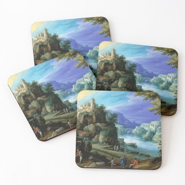 Item preview, Fantastic Mountain Landscape with Ruins and River designed and sold by TheSoulOfArt.