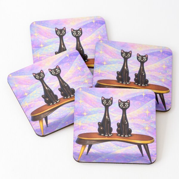 Item preview, Long necked cats on rainbow moonstone background designed and sold by chihuahuashower.