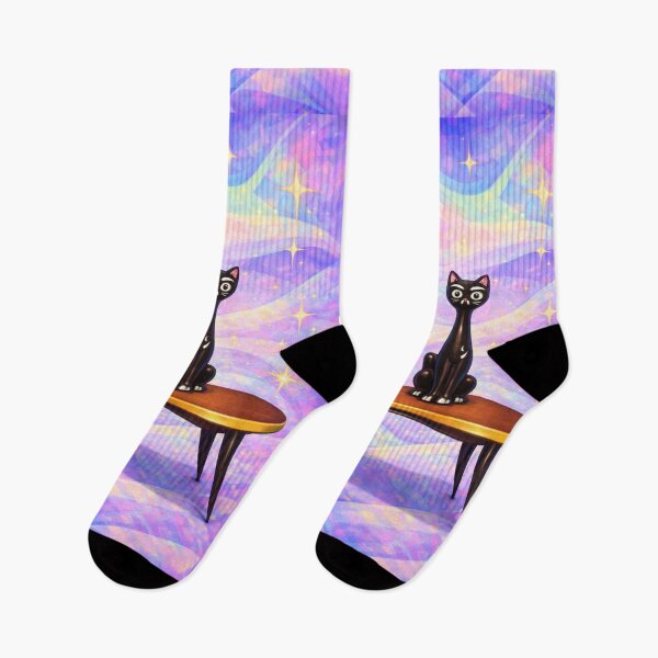 Item preview, Long necked cats on rainbow moonstone background designed and sold by chihuahuashower.